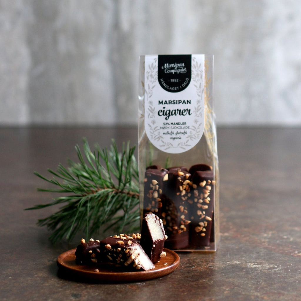 marsipan cigarer ektemarsipan julemarsipan sjokolade mandelmarsipan ektemarsipan julegodt mandler vegansk glutenfri laktosefri sunnsnacks