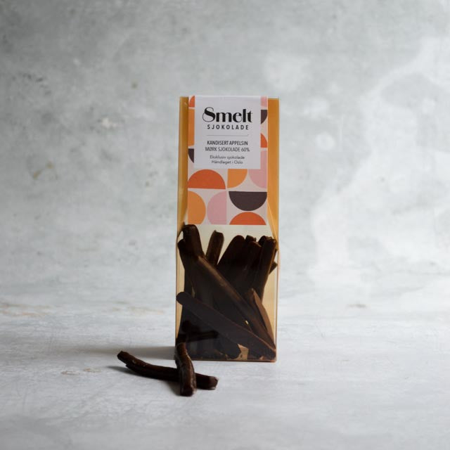kandisert appelsin konfekt mørk sjokolade glutenfri melkefri nøttefri vegansk